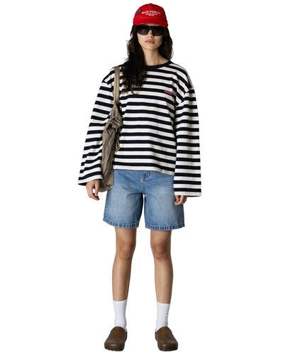 Woodbird - WBJoul Wide Sleeve Stripe Langærmet Trøje - Navy-White 